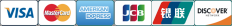 logos for Visa, Mastercard, American Express, JCB, UnionPay, Discover